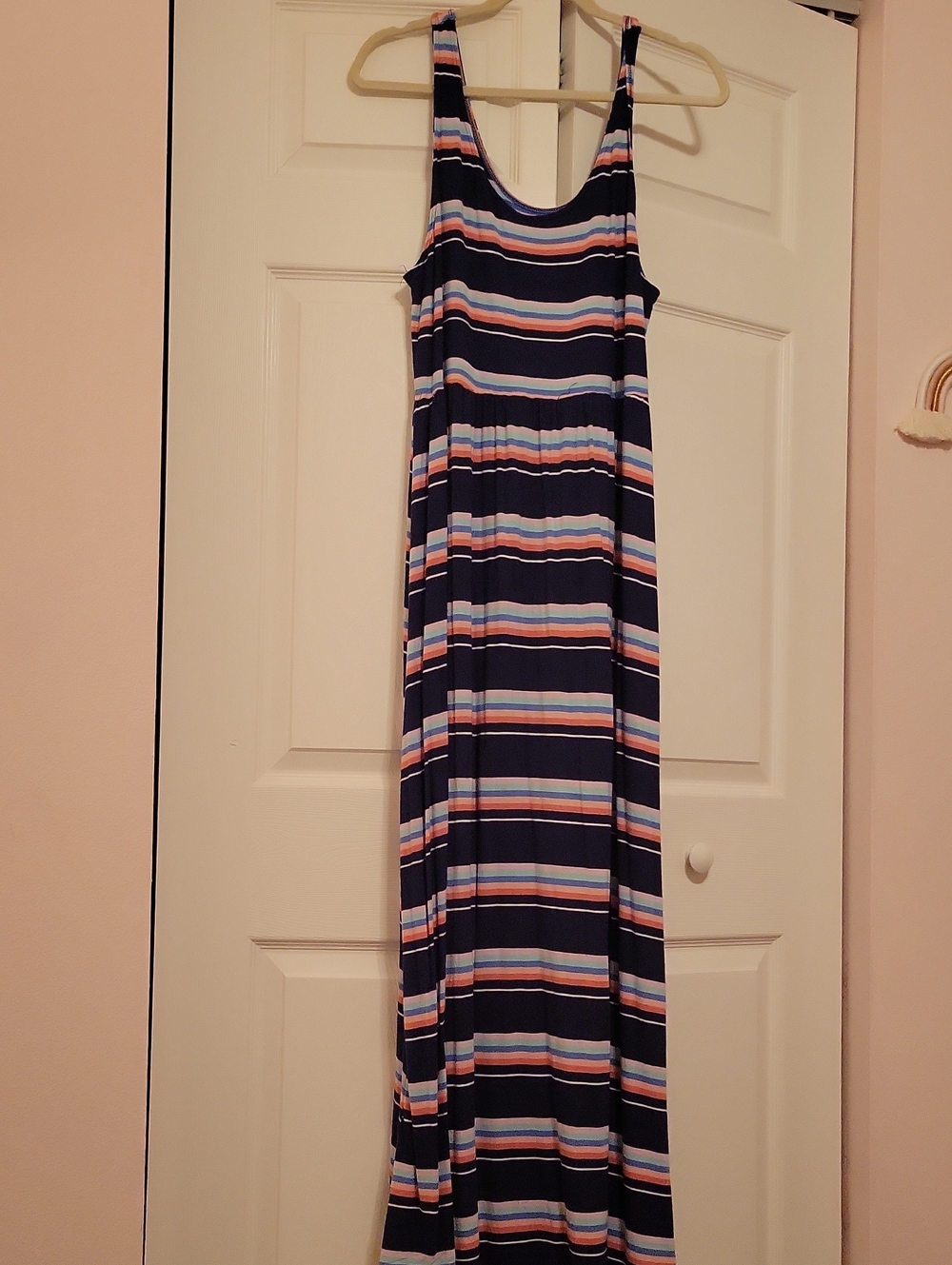 SO Navy Maxi Dress with Pink and Light Blue Stripes